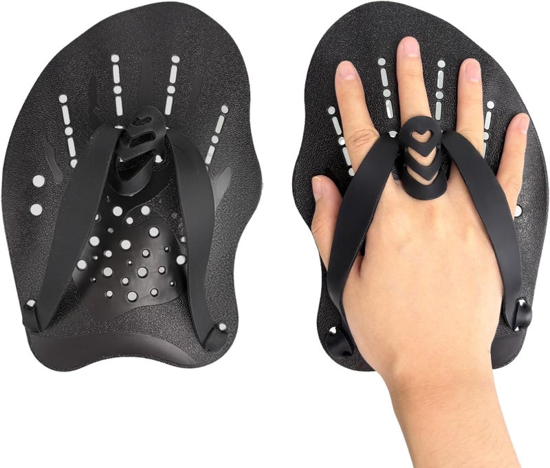 MCSDFN 2 Pcs Swim Hand Paddles, Swim Paddles with Adjustable Straps for Lap Swimming Training Hand Paddles for Novice and Professional Use - Image 1